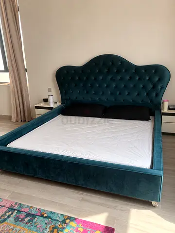 Teal Velvet Tufted super king Bed Frame with Headboard