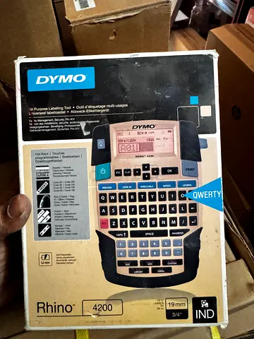 Dymo Rhino 4200 Industrial Label Printer, Large Back-Lit Display, Patented "Hot Keys", Pre-Programme