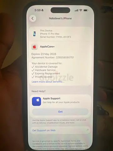 I phone 17 pro max silver 256
