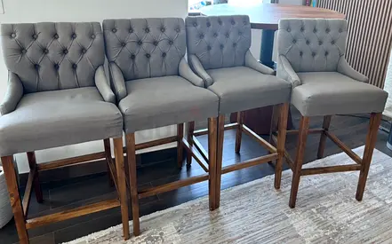 Marina Home Revolve Solid Round Dining Table + 4 Alex Tufted Chairs Set – Mint Condition