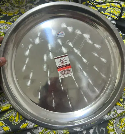 Large Stainless Steel Serving Tray - Round
