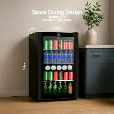 Evvoli glass door fridge 99l