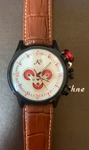 automatic watch with brown leather strap