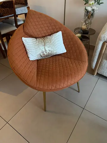 Modern Quilted Accent Chair with Gold Legs - Light Brown