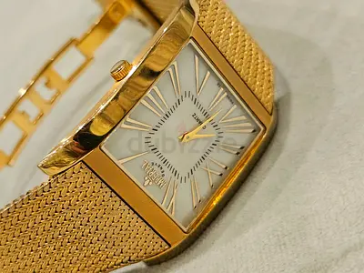 Imperial Geneve Gold White dial Gold-tone rectangular men watch with mesh bracelet
