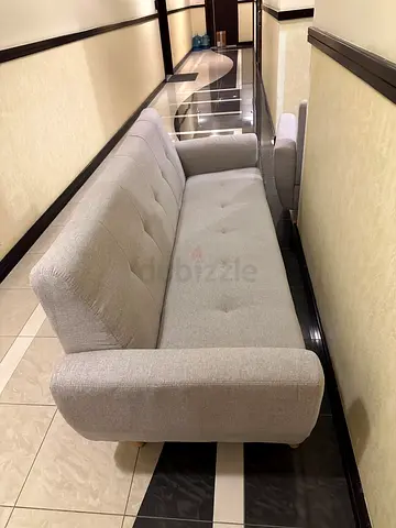 Light grey 3-2-1 seater sofa bed — good condition