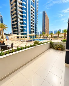 Bright 2BR Apartment | Pool View | Balcony Terrace