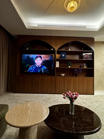 Wooden Entertainment Center / TV Unit with Shelves - Good Condition