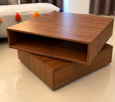 Rotating Coffee Table with Drawer & Storage