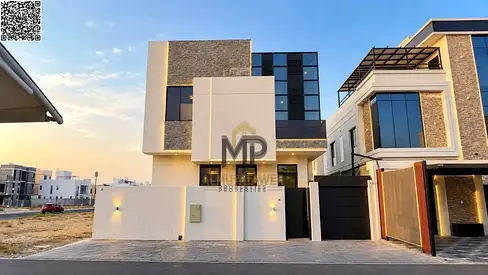 Luxury villa for sale in Al Yasmeen, Ajman. This two-story villa features 5 bedrooms and a private swimming pool. Utilities (water and electricity) an