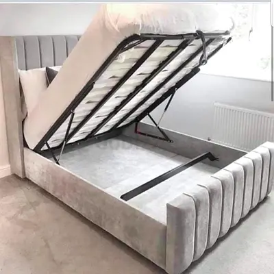 Light gray colour 180*200 king size hydraulic Bed