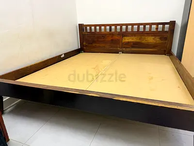 Solid Wood Double Bed Frame with Headboard - Used