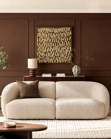 Modern Curved Two-Seater Sofa - Cream Bouclé