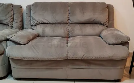 Comfortable 2-seater grey microfiber loveseat - good condition