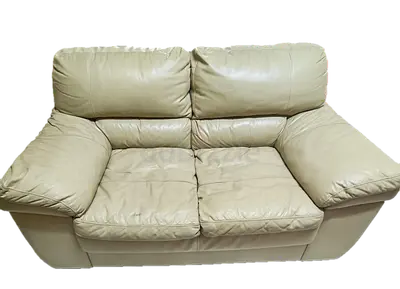 Beige 7 seater leather sofa in good used condition