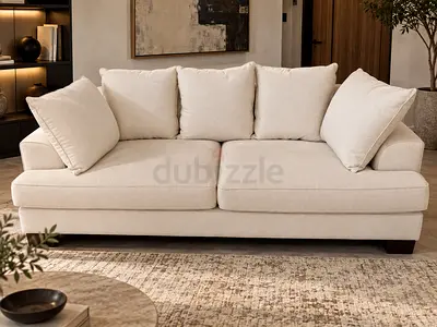 The One Modern 3- Seater Beige Fabric Sofa
