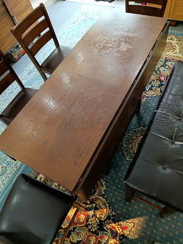 Solid Wood expandable Dining Table with 4 Chairs and a bench for urgent sale