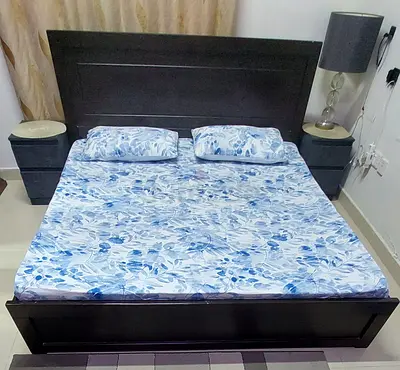 Queen size bed with mattress, night stand and dresser