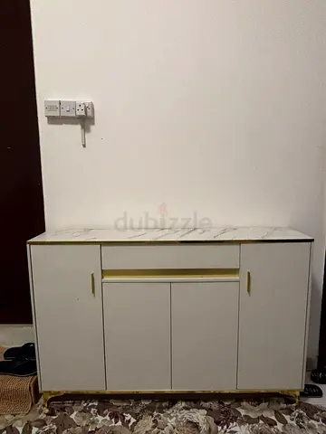 White Marble-Top Shoe rack/ Storage Cabinet - Good Condition