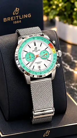 Breitling Chronograph with Mesh Bracelet - Mint Accent Dial Master Quality Watch