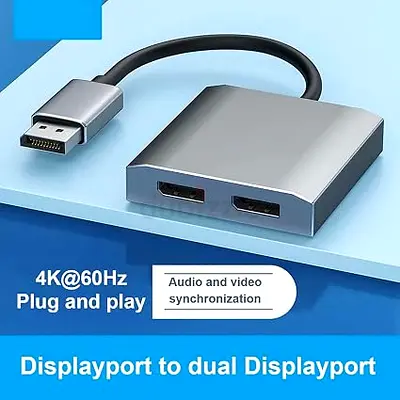 DisplayPort to Dual DisplayPort Splitter Adapter 4K@60Hz