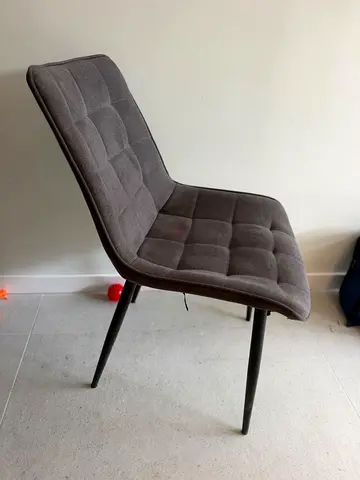 Grey Upholstered Dining/Accent Chairs with Metal Legs - 4