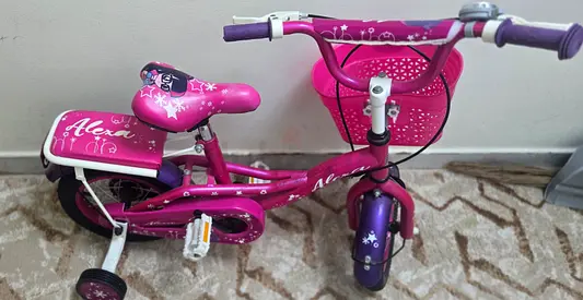 Pink 12-inch Girls Bicycle with Training Wheels and Basket - Good Condition