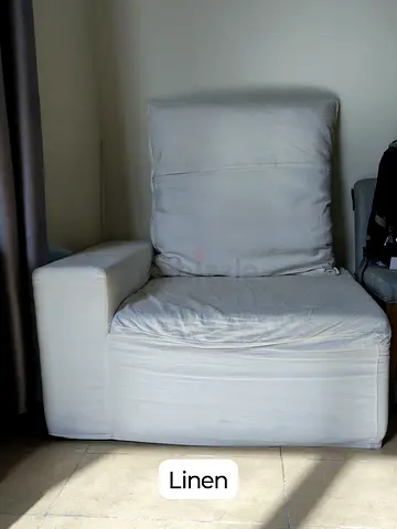Single white linen armchair - good condition