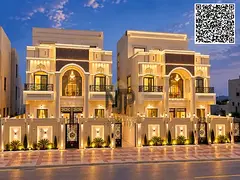 A miniature palace for sale in Al Bahya, Ajman—blending luxury and comfort in one home. A sophisti