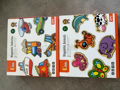 Set of 2 Wooden Magnetic Puzzles - Vehicles & Animals (18+ months)