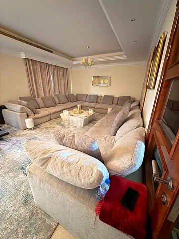 LUXURY U-SHAPED SOFA SET WITH MARBLE COFFEE TABLE