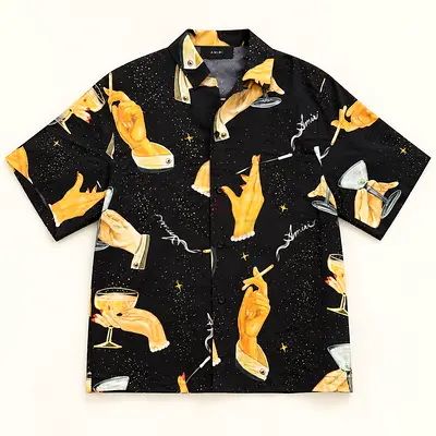AMIRI Champagne Print Silk Shirt
