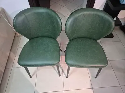 Pair of premium vintage green dining chairs - excellent condition