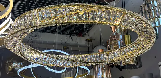 Modern Crystal LED Ring Chandelier - Large Oval Pendant Light
