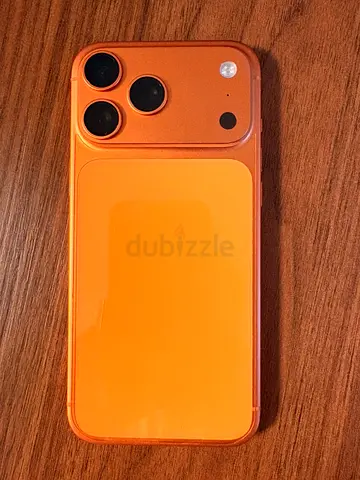 Orange iPhone 17 pro max  with protective case — good condition