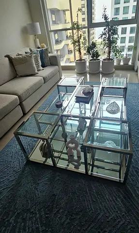 Glass Mirrored Modular Coffee Table