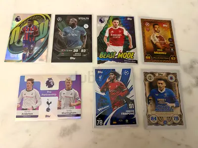 Collection of 7 Topps Premier League & UEFA Player Trading Cards (Mixed Inserts)