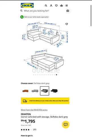 IKEA FRIHETEN sofa bed with storage BIEGE