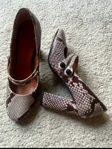 Women's snake print Mary Jane heels - size not specified, gently used