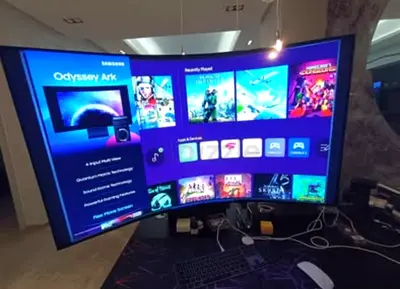 Samsung Odyssey Ark 2nd Gen G97NC) is a premium, massive 55-inch curved 4K UHD gaming monitor 165hz