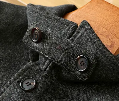 Dark grey wool blend men's overcoat - size approx M