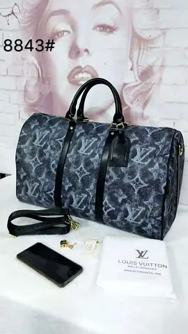 Louis Vuitton style duffel travel bag - grey monogram - master copy