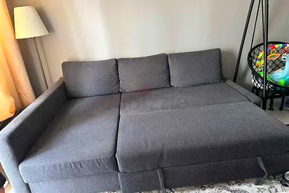 IKEA L shap Sofa store cum bed in Gray color