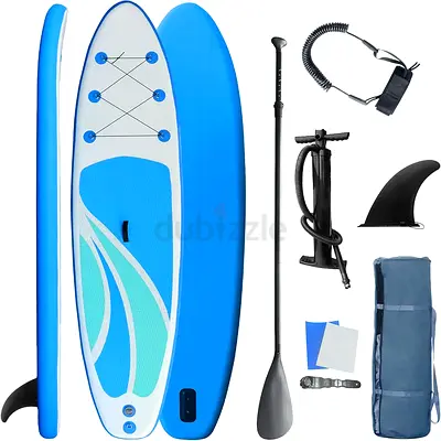 All-Around Inflatable Stand-Up Paddle (SUP) Board Set featuring a blue and white design with a non-s