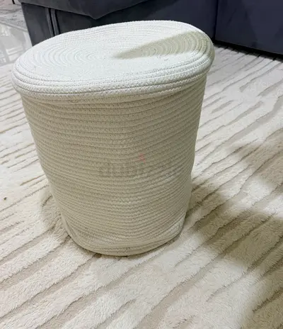 White Round Rope Storage Basket / Small macrame toy storage basket