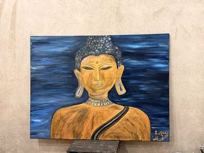 Hand-painted Buddha Portrait on Canvas