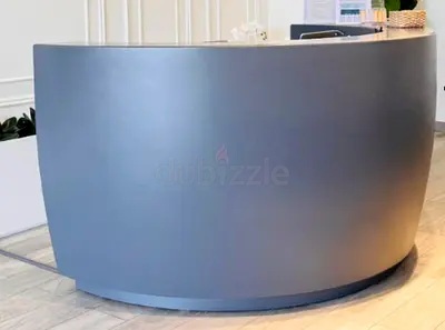 Modern Curved Reception Desk - Grey Semi-Circular Counter