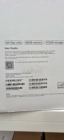 Apple Mac Studio M5 Max — 36GB RAM, 512GB SSD (Boxed)