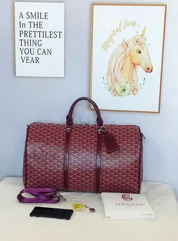 Goyard Burgundy Travel Duffel Bag with Strap - master copy
