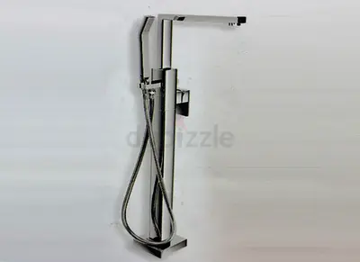 Freestanding chrome bathtub faucet with hand shower